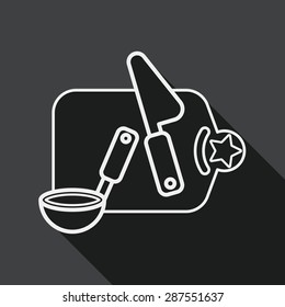 cutting toy flat icon with long shadow, line icon