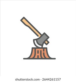 Cutting Tree filled outline icon. deforestation color line illustration.