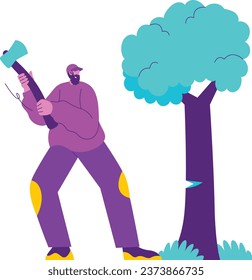 Cutting Tree Nature Ecology Environment illustration