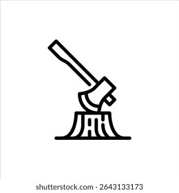 Cutting Tree outline icon. deforestation black line illustration.