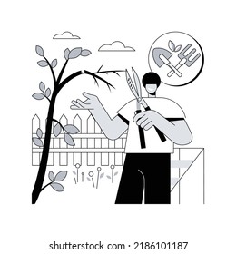 Cutting trees and shrubs abstract concept vector illustration. Gardening services, landscape maintenance, pruning, remove diseased, dead and broken branches, shape trees abstract metaphor.