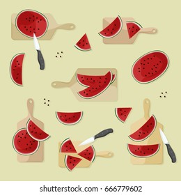 Cutting watermelon - vector illustration