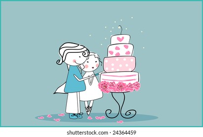 cutting the wedding cake