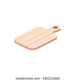 Cutting wood board. Vector 3d isometric color icon new flat style. Creative illustration, idea for infographics.