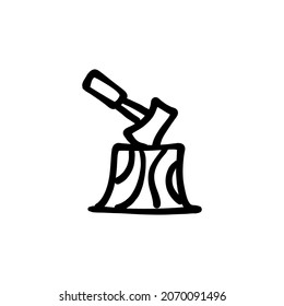 cutting wood icon in vector. Logotype - Doodle