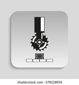 Cutting work on the assembly line. Vector icon.
