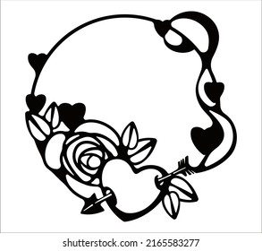 Cutting wreath day of Valentine's. Valentine's day print and web. Vector illustration for Valentine's day greeting cards