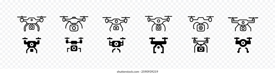 Cutting-Edge Camera Drone Vector Icon: Perfect for Technology, Aerial Photography, and Innovation Designs, Drone icon, drone quadcopter with action camera