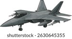 A cutting-edge modern fighter jet featuring a sleek aerodynamic design, visible cockpit, and loaded weaponry, rendered in high detail for digital or educational use.