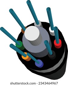 Tecnología de vanguardia: Ilustración de cables de fibra óptica vectorial en el foco.