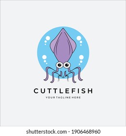 cuttle fish vintage vector logo illustration design