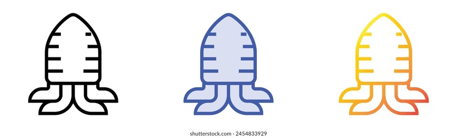 cuttlefish icon. Linear, Blue Fill and Gradient Style Design Isolated On White Background