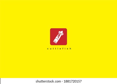 Icono de sepia y calamar con logotipo Ilustración