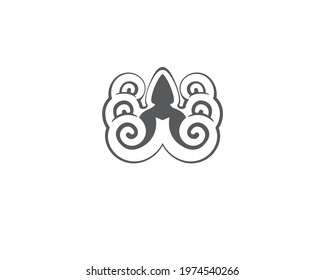 Cuttlefish icon vector graphic illustration isolated on white background. Octopus symbol flat design style, abstract  vector graphic. Sepia fish silhouette flat design logo template.