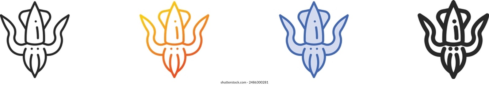 cuttlefish icon.Thin Linear, Gradient, Blue Stroke and bold Style Design Isolated On White Background