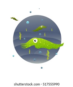 Cuttlefish illustration. Design concept for diving school, scuba club. 