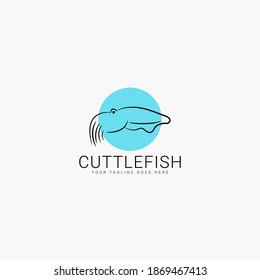 Cuttlefish line art minimalist logo vector illustration design