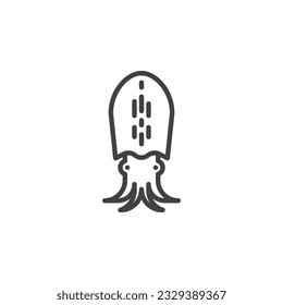 Cuttlefish line icon. linear style sign for mobile concept and web design. Octopus, squid molluscs outline vector icon. Symbol, logo illustration. Vector graphics