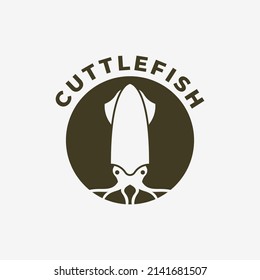 Cuttlefish logo in badge, Cuttlefish logo vector illustration design template inspiration