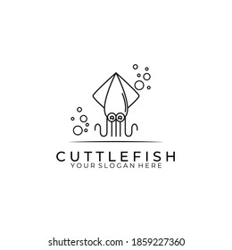 cuttlefish logo vector illustration design, simple line art logo