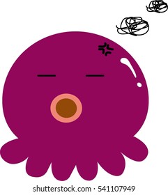 Cuttlefish, Octopus animal cartoon character isolated on white background. Vector.