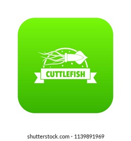 Cuttlefish shop icon green vector isolated on white background