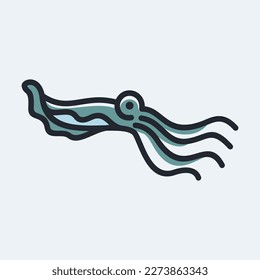 cuttlefish simple line icon logo vector design, modern animal logo pictogram design of squid with tentacles