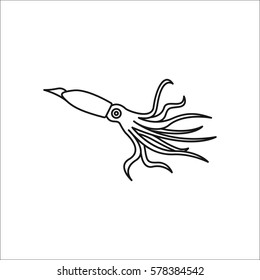 Cuttlefish or squid symbol simple line icon on background