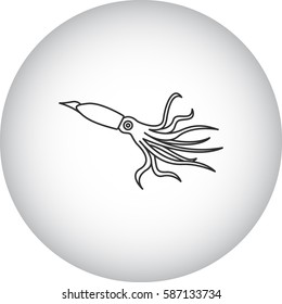 Cuttlefish or squid symbol simple line icon on background