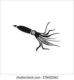 Cuttlefish or squid symbol simple silhouette icon on background