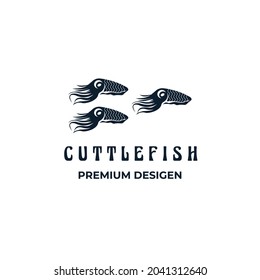 cuttlefish vintage logo minimalist icon illustration design at aquarium