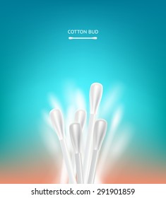 Cutton buds on colored background, Vector idea concept
