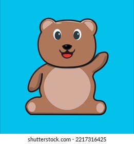 Cutty BabbyTeddy Bear Mascot Character Animal Cartoon Funny Face Wildlife Drawing Vector Illustration