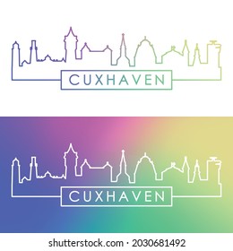 Cuxhaven skyline. Colorful linear style. Editable vector file.