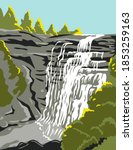 Cuyahoga Valley National Park along Cuyahoga River in Akron and Cleveland Ohio United States WPA Poster Art Color
