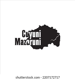 Cuyuni Mazaruni map and black lettering design on white background