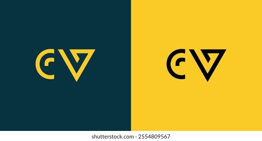 CV abstract minimalist letters Logo Monogram. It is a minimalist logo, this logo is made by combining two letters