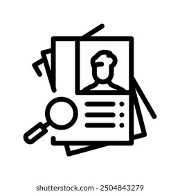 CV application black line icon. Vector isolated element. 