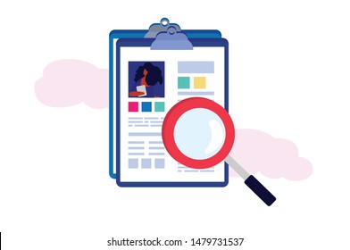 CV application. Looking for a a job and hiring concept. Isometric illustration.