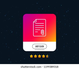 CV attachment line icon. Document file symbol. Web or internet line icon design. Rating stars. Just click button. Vector