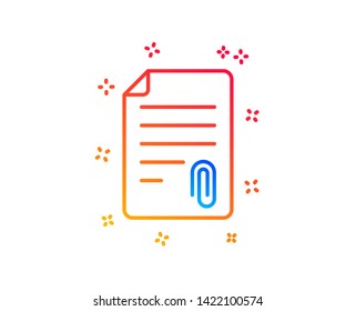 CV attachment line icon. Document file symbol. Gradient design elements. Linear attachment icon. Random shapes. Vector
