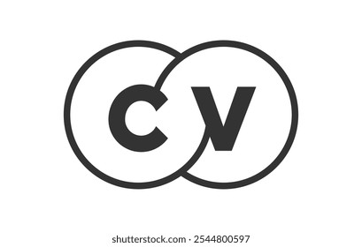 CV emblema da empresa com esboços e letras c v. Modelo de logotipo de dois círculos fundidos para a identidade da marca, logotipo. Símbolo Vetor Infinity e sinal de tecnologia.