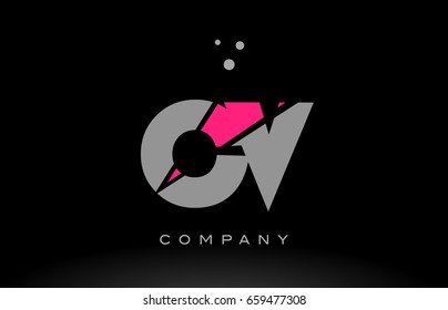 cv c v alphabet letter logo pink grey black creative company vector icon design template