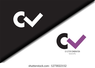 cv c v circle letter black purple white lowercase combination modern creative alphabet gradient company letter logo design vector icon template trendy - Vector