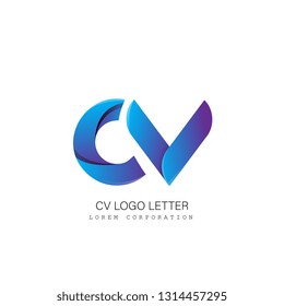 cv c v circle lowercase design of alphabet letter combination with infinity suitable as a logo for a company or business - Vector