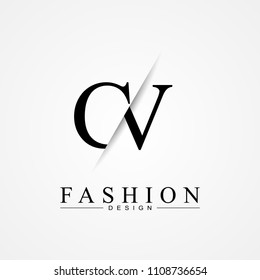 CV C V cutting and linked letter logo icon with paper cut in the middle. Creative monogram logo design. Fashion icon design template.