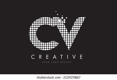 CV C V Dots Letter Logo Design White Magenta Bubble Circles and Swoosh