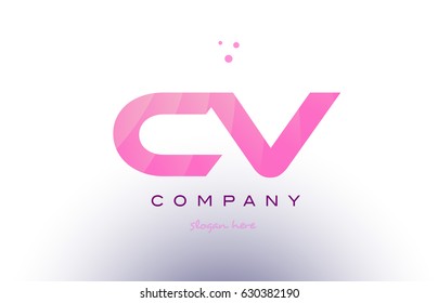cv c v letter alphabet text pink purple dots creative company logo vector icon design template