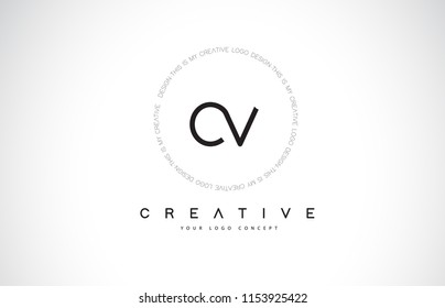 CV C V Logo Design with Black and White Creative Icon Text Letter Vector.
