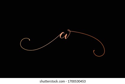 cv or c, v Lowercase Cursive Letter Initial Logo Design, Vector Template